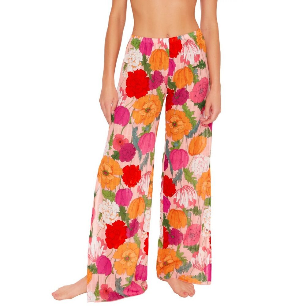 NWT Trina Turk Sunny Blooms Slit Beach Pants Cover Up Small S